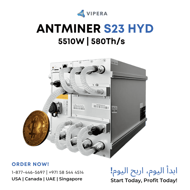 Bitmain Antminer S23 Hyd 580Th/s Bitcoin Miner Hydro Cooling