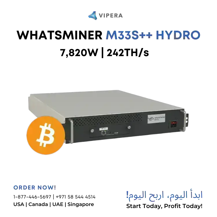 MicroBT Whatsminer M33S++ Hydro 242TH/s 6820W