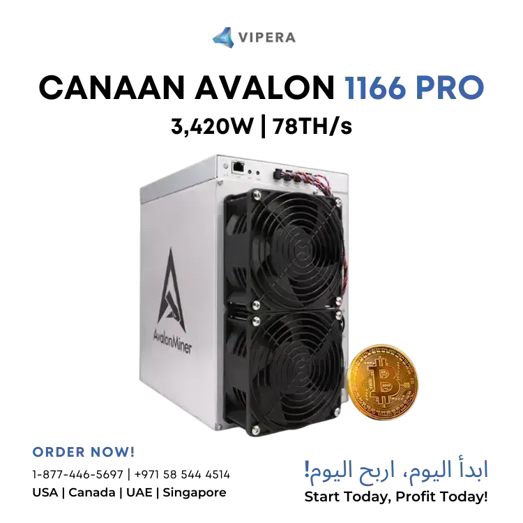 Canaan AvalonMiner 1166 Pro 78TH/s 3420W