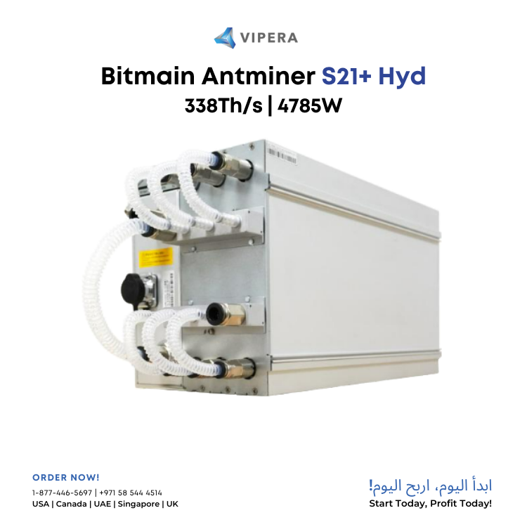 Bitmain Antminer S21+ Hyd Bitcoin Miner 338T/s