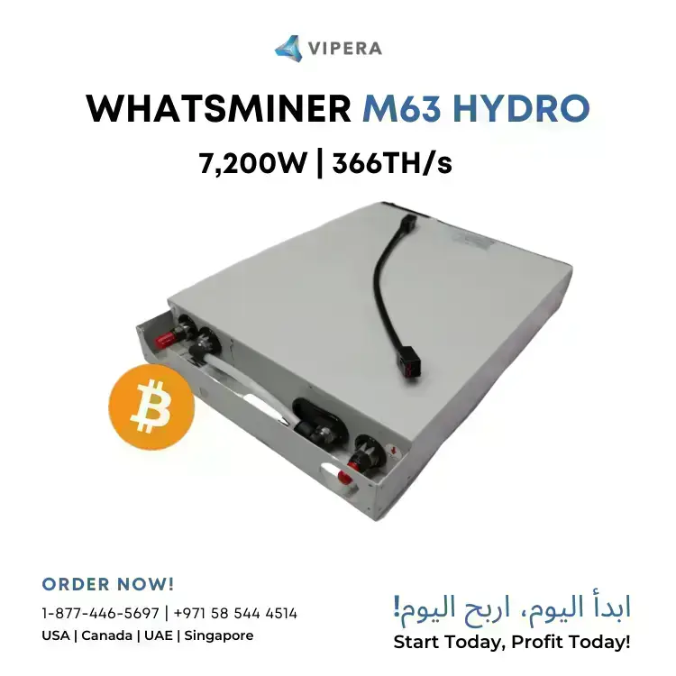 MicroBT WhatsMiner M63 Hydro 334TH - 368TH/s Bitcoin Miner