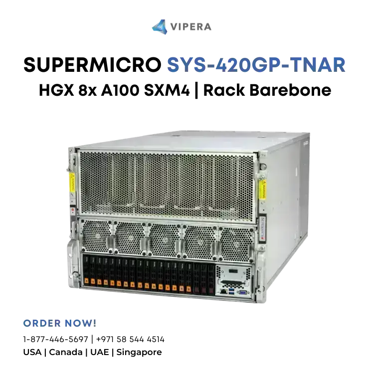 Supermicro Rack Barebone – HGX 8x A100 SXM4 GPU – PCIe 4 – SYS-420GP-TNAR 4U